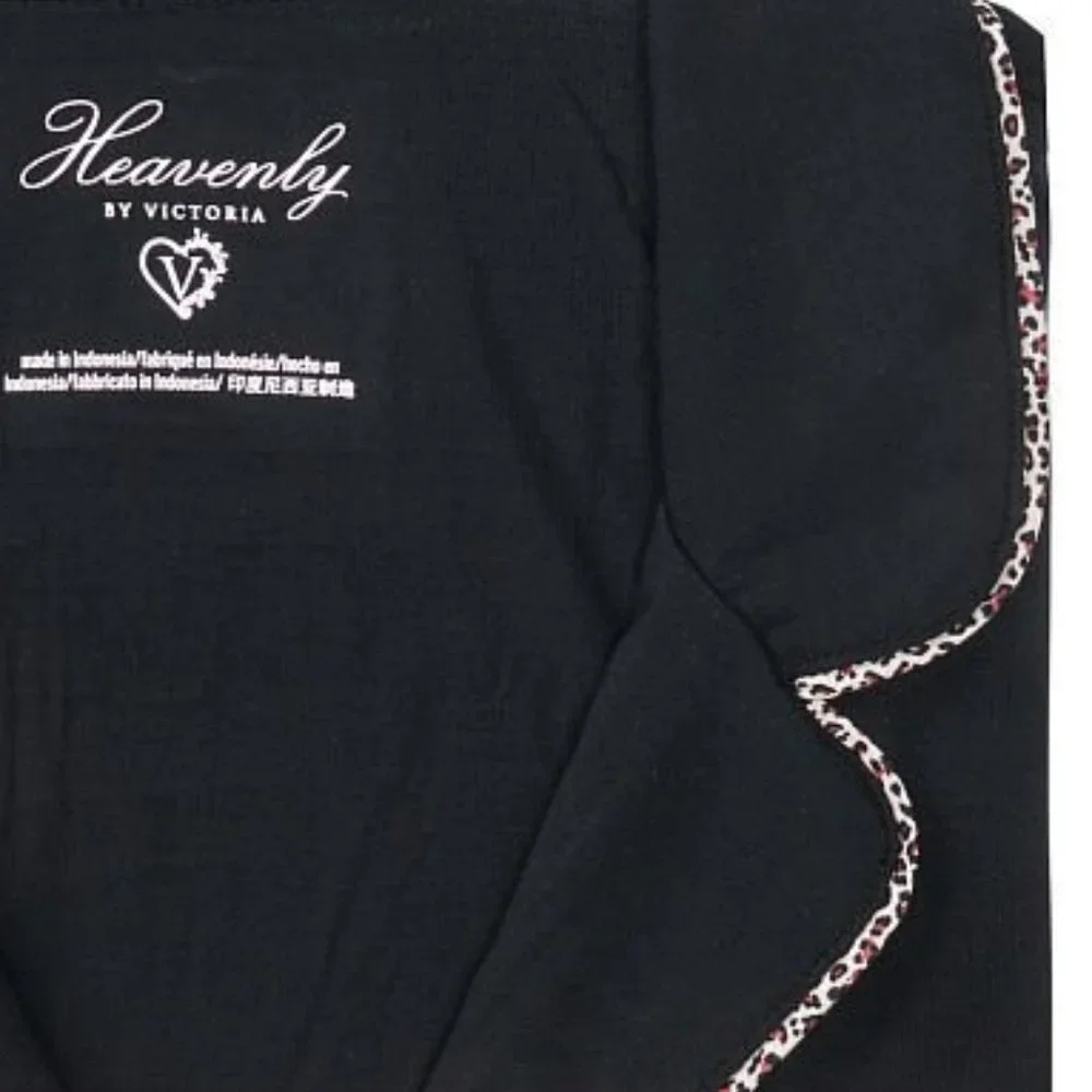 L VS Short PJ Set Black with Leopard Piping Heavenly Modal Softest PJs NWT - Picture 5 of 11